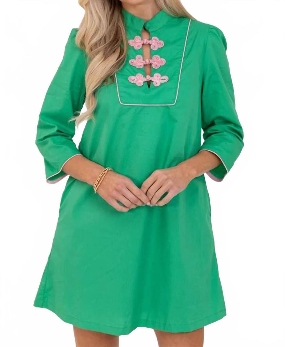 NEW TCEC mandarin collar detail dress in green